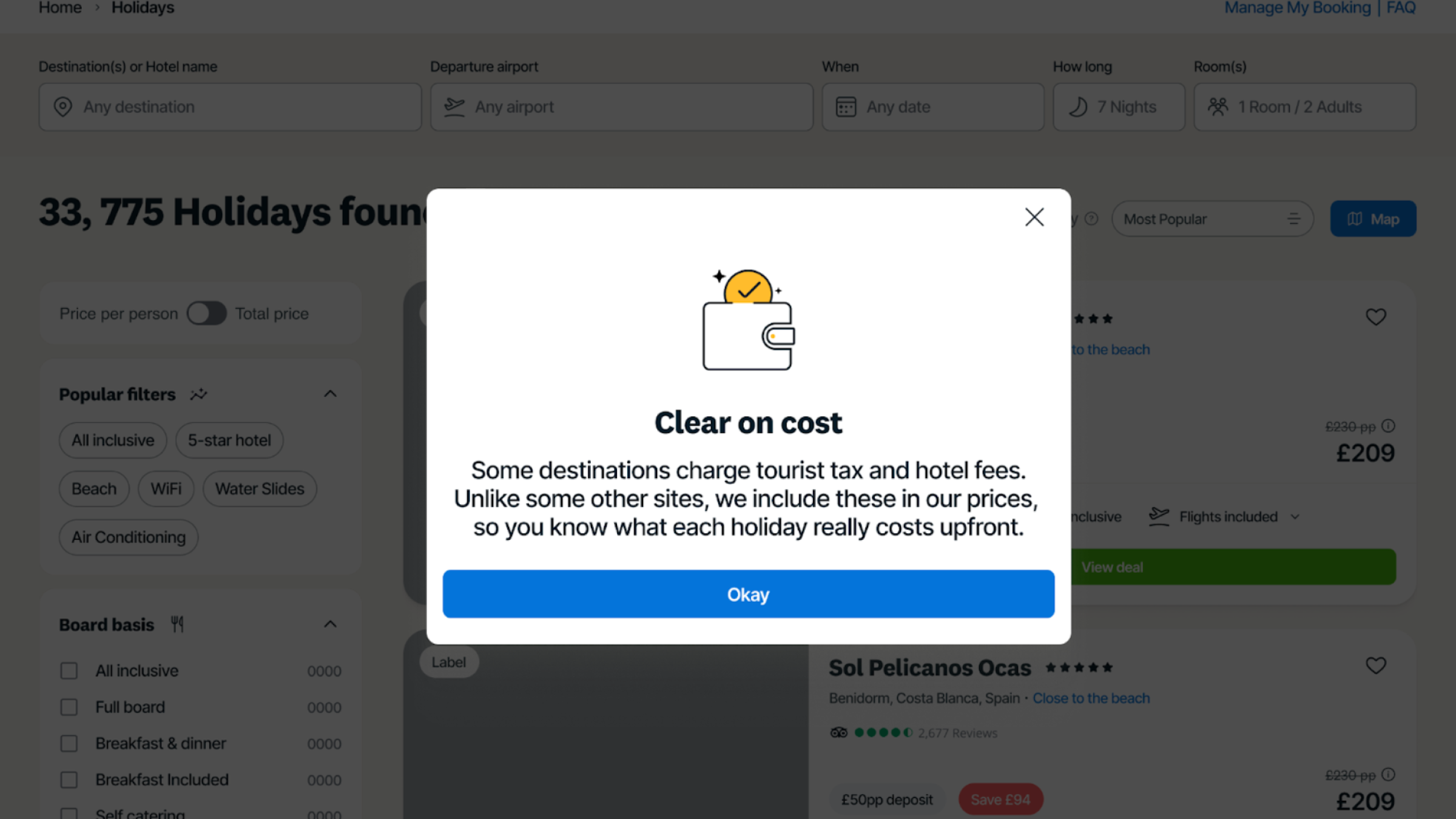 Option A — Clear on cost popover requiring user acknowledgement